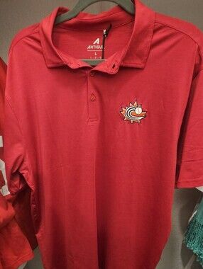 Antigua Red Collared Polo with Embroidered Logo